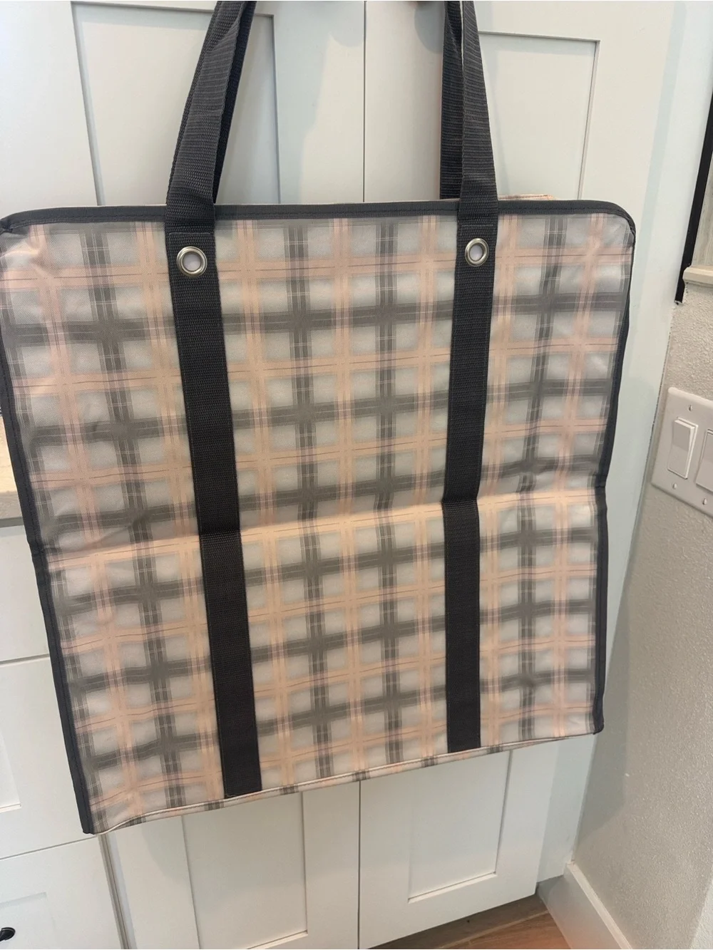 NEW in packaging- thirty-one Utility Storage Tote - Pale pink & Gray.